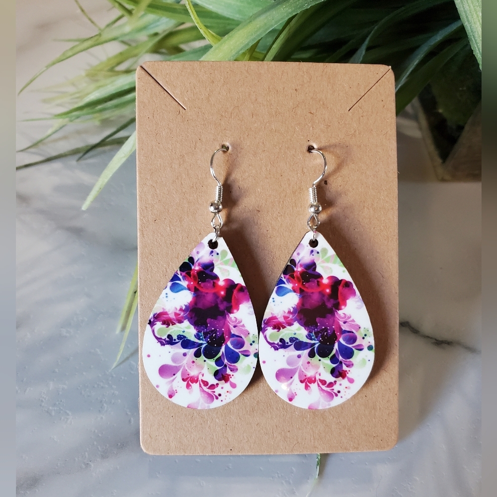 Abstract Print Teardrop Earrings